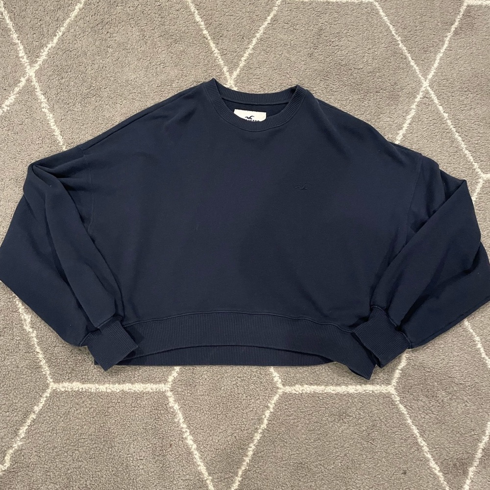Hollister XS Cropped Sweatshirt Navy Blue